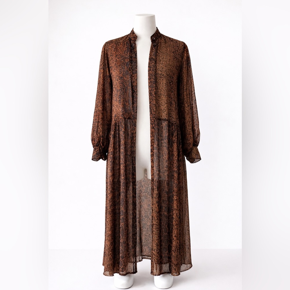 H&M Animal Print Sheer Midi Dress / Duster – Size 8 - Picture 3 of 9